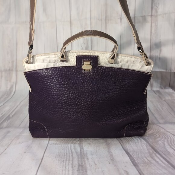 Furla Purple Piper Lux Leather Crossbody Turnlock Women's  Shoulder Handbag - Picture 1 of 12